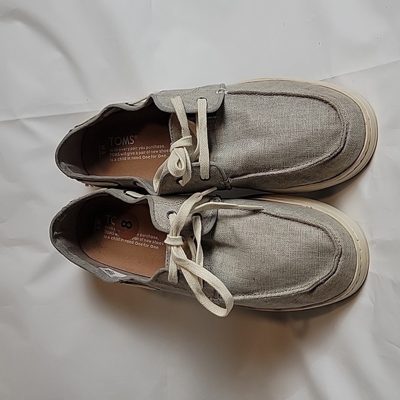 TOMS Drizzle Gray Coated Linen Culver Boat Shoe - Picture 7 of 10